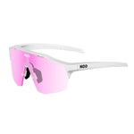 KOO Alibi Large cycling sunglasses with white frame and pink photochromic lenses