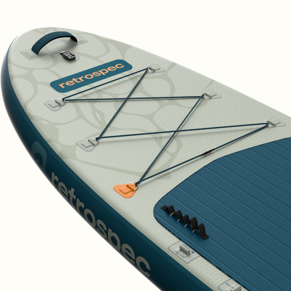 Retrospec Weekender Plus inflatable SUV kayak hybrid paddle board nose detail in sage green