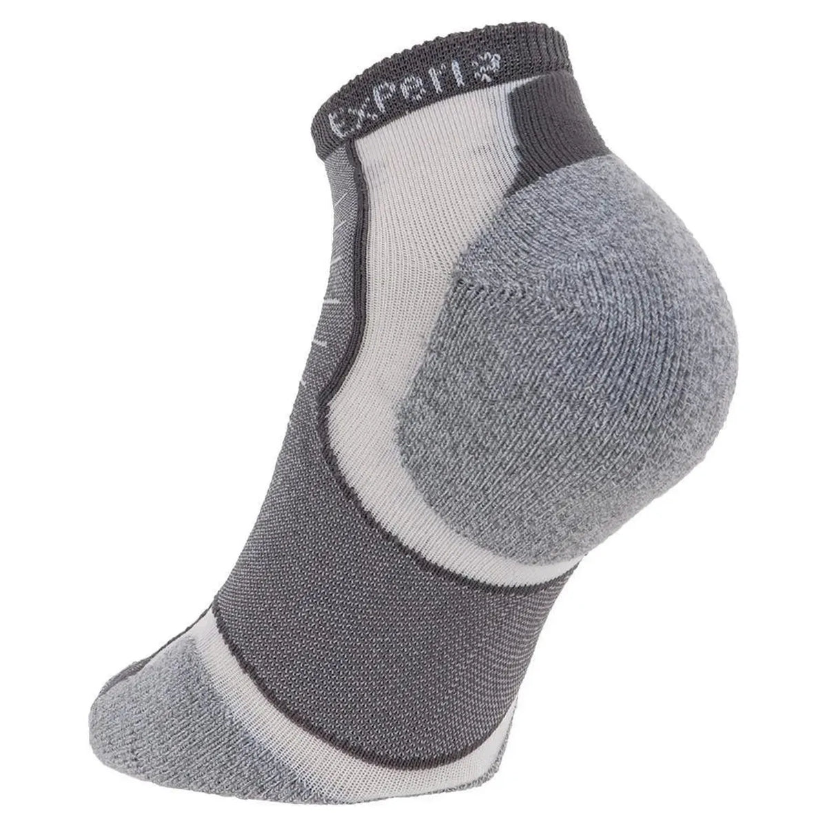Thorlos Experia Micro Mini ankle sock in white and gray with cushioned heel