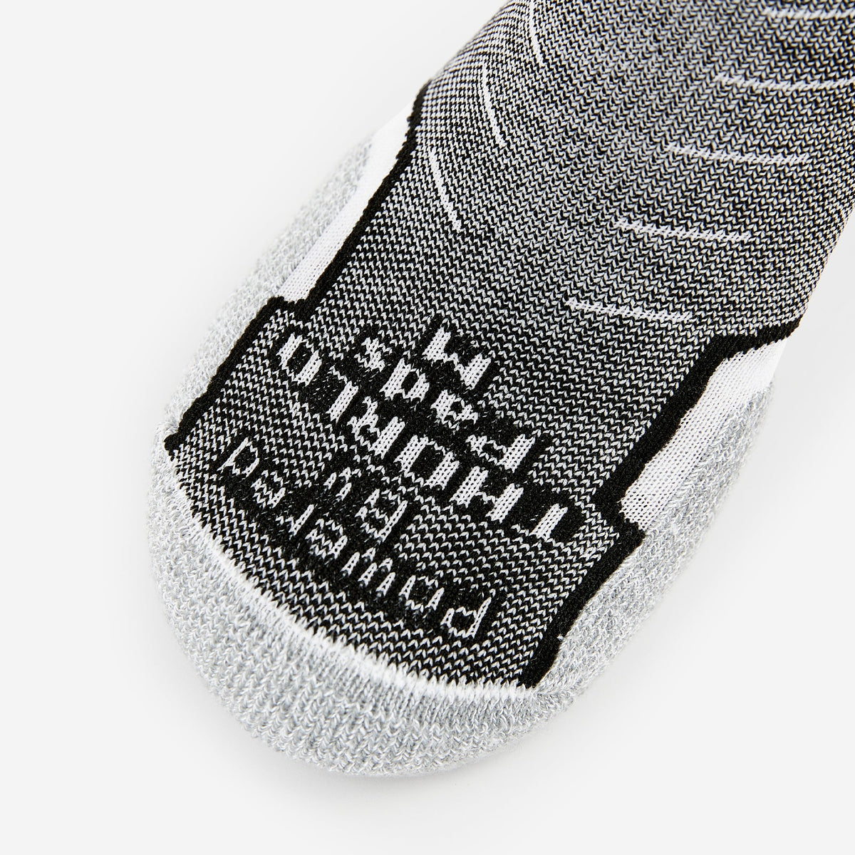 Thorlos Experia Energy low-cut sock in black and heathered grey with branded sole
