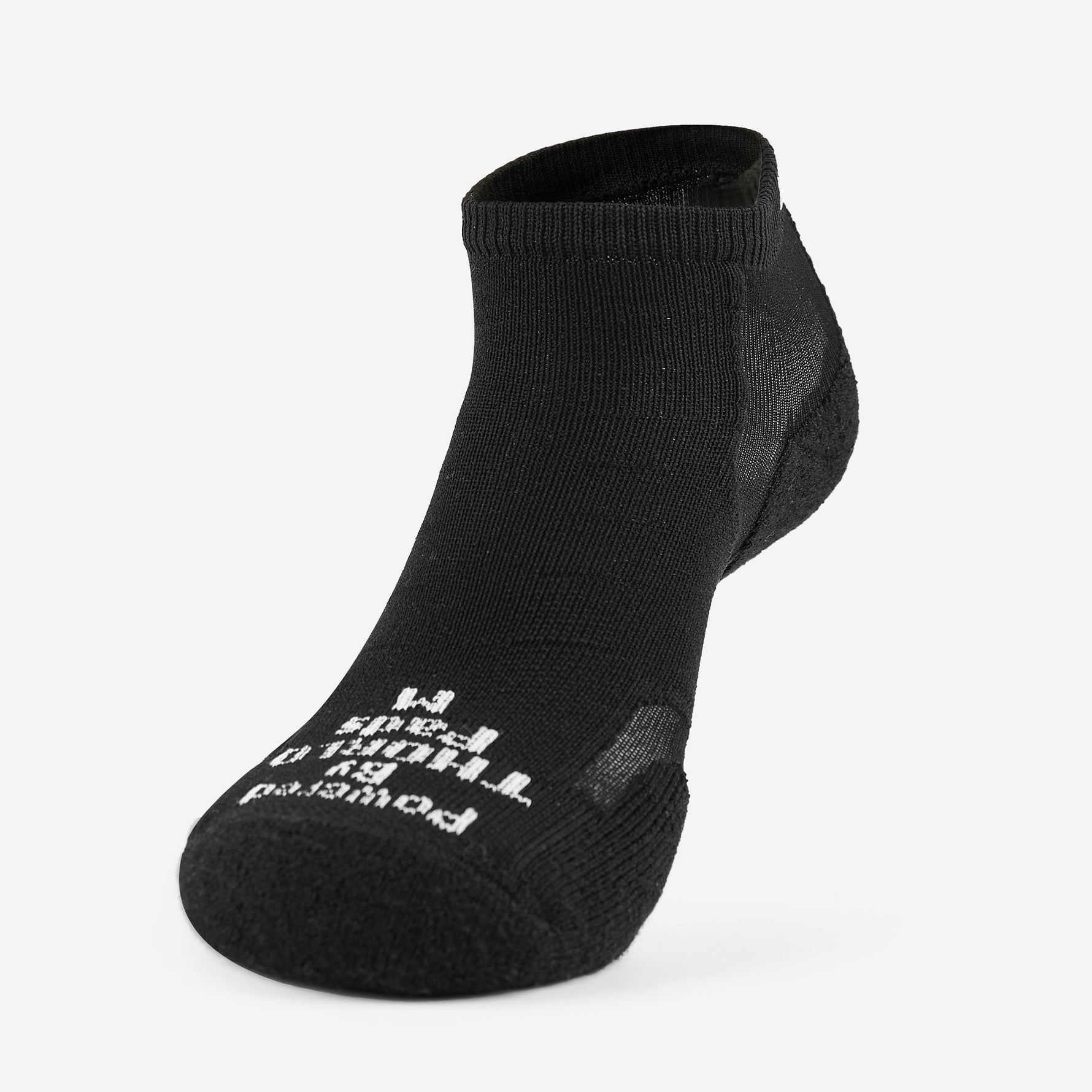Black Experia low cut athletic sock with textured heel and toe areas