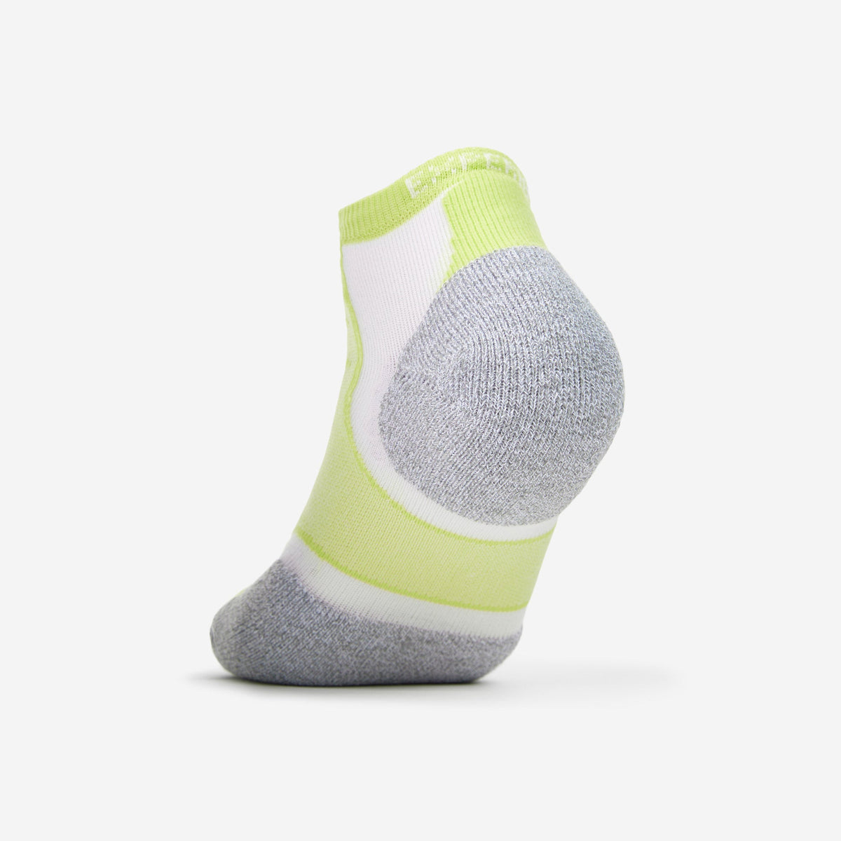Thorlos Experia Energy low-cut ankle sock in neon yellow, white, and gray