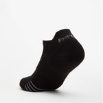 Thorlos Experia ProLite black low-cut athletic sock with gray accent stripes, rear view