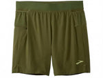 Brooks Sherpa 7-inch 2-in-1 men's running shorts in carbon green with elastic waistband