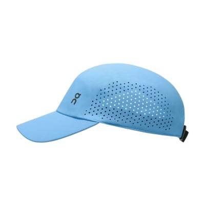 On Lightweight Unisex Cap in light blue with perforated side panels and curved brim