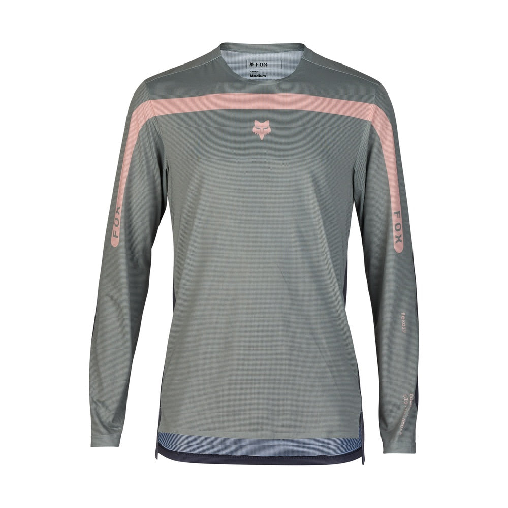 Fox Racing Flexair Aviation long sleeve jersey in grey with pink chest stripe