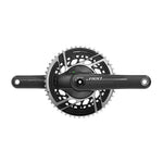 SRAM Red AXS crankset with dual chainrings on white background