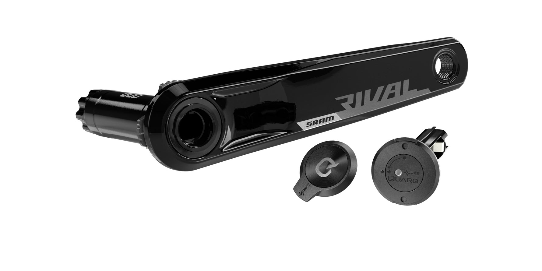 SRAM Rival AXS power meter crank arm with power meter components in black
