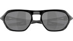 Oakley Cage Jacket sunglasses rear-front view showing polished black frame and PRIZM P lens branding