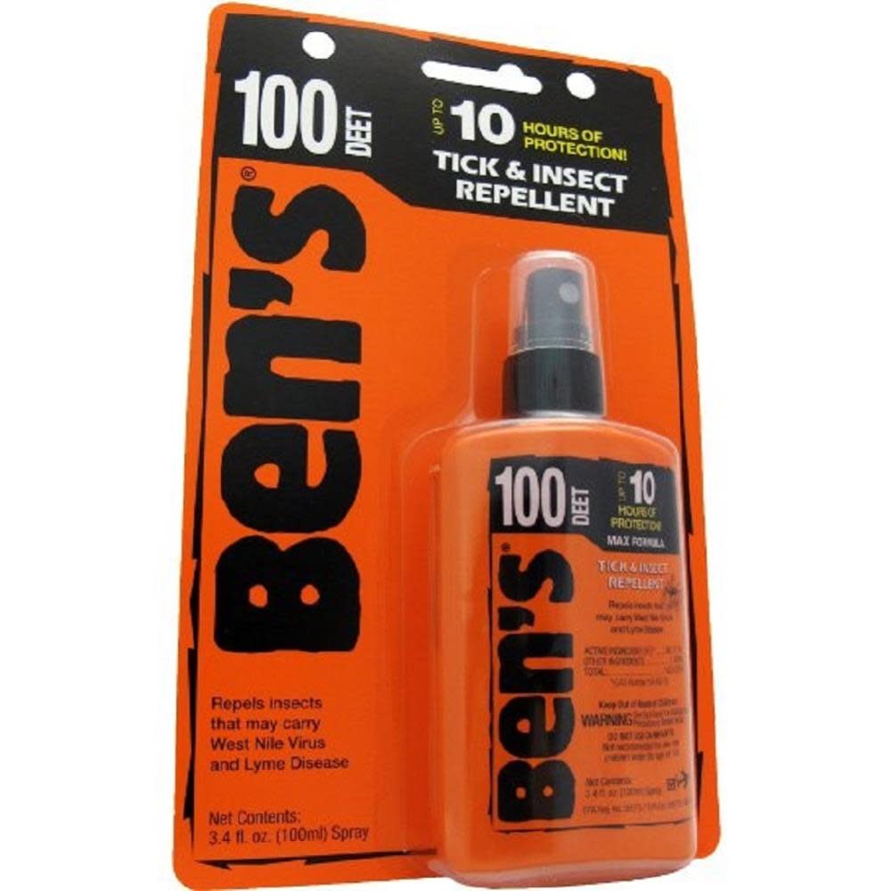 Ben's 100 DEET Tick and Insect Repellent spray 3.4 oz orange packaging