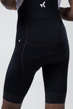 Gobik Absolute 7.0 black bib shorts rear view showing chamois pad and side pocket