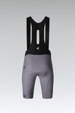 Gobik Absolute Compact 7.0 bib shorts rear view on plain background showing chamois pad in Kettle gray