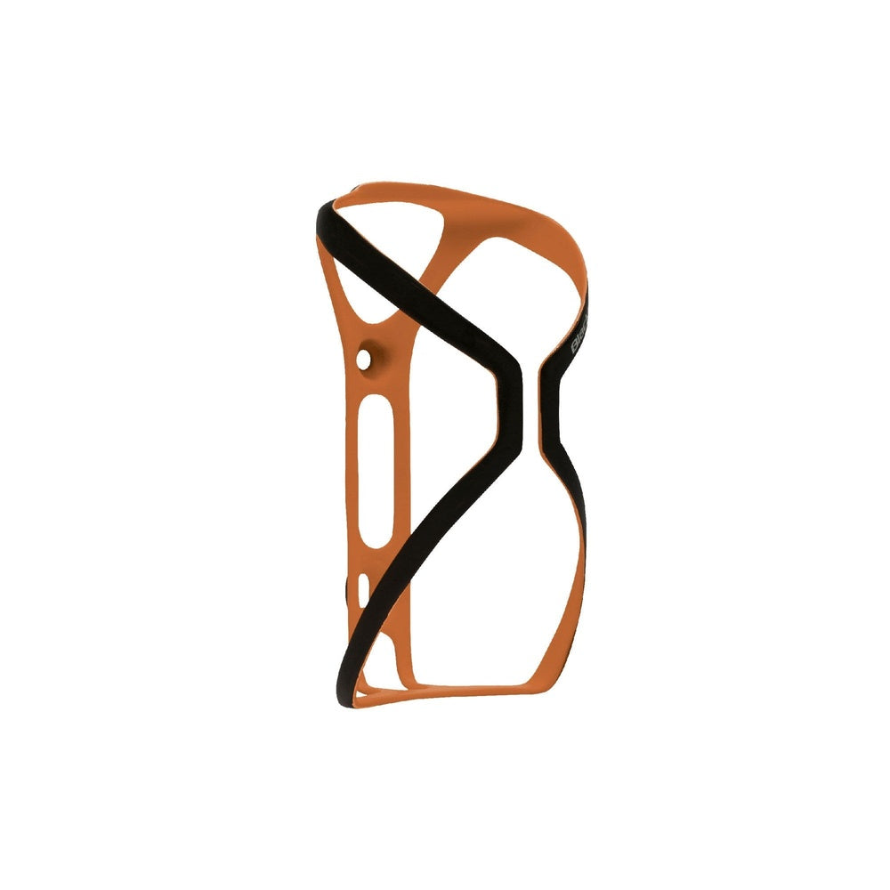 Blackburn Cinch Carbon Fiber Bottle Cage in orange and black on white background