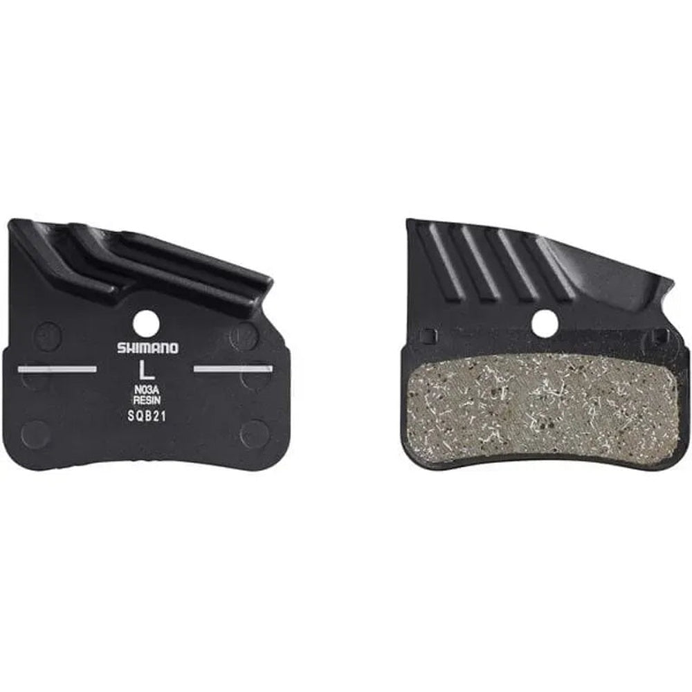 Shimano N03A resin disc brake pads with alloy backing plate and cooling fins