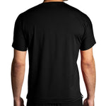 Brooks Atmosphere Short Sleeve men's black running shirt, rear view on male model