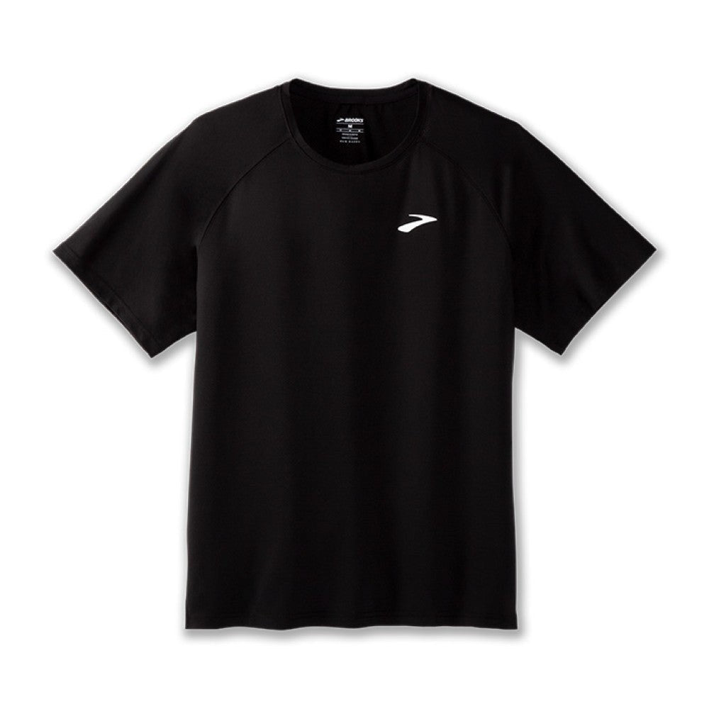 Brooks Atmosphere Men's Short Sleeve running shirt in solid black with white logo