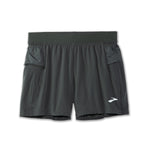 Brooks Sherpa 5-inch 2-in-1 men's running shorts in steel gray with side pockets