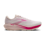 Brooks Ghost Amp women's running shoe lateral side view in pink and fuchsia colorway