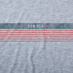 Brooks men's gray running t-shirt with teal stripe and RUN USA graphic
