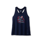 Brooks Distance Tank 2.0 in navy with patriotic Run USA graphic on white background