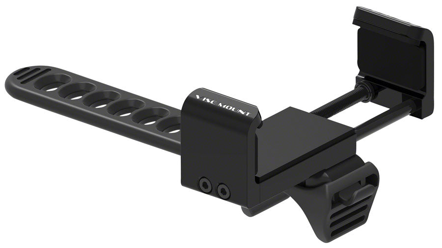 Lezyne Smart Vise Phone Mount black viewed from side showing clamp and perforated mounting arm