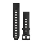 Garmin QuickFit 20 black silicone watch band with ventilation slots and quick release mechanism