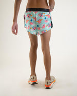 ChicknLegs men's running shorts with flying pig pattern in light blue colorway