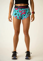 Chicknlegs Women's Blue Flamingo 1.5" Split Shorts - M