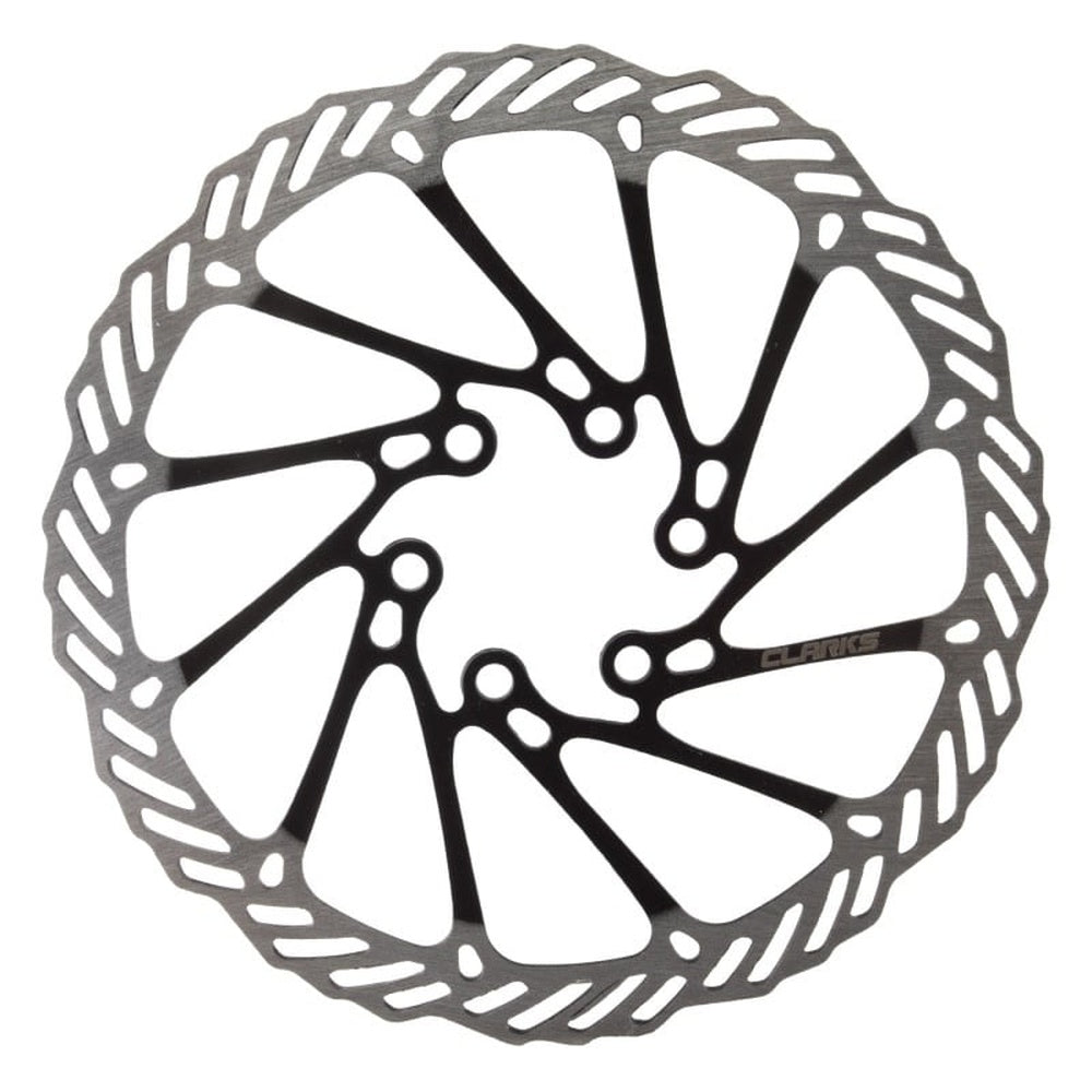 Clarks CL 160 disc brake rotor in silver and black with slotted outer ring