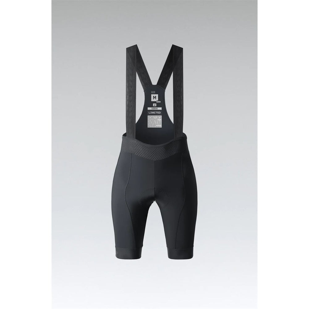 Gobik Limited 6.0 Women's Bib Short in black, rear view showing straps and label