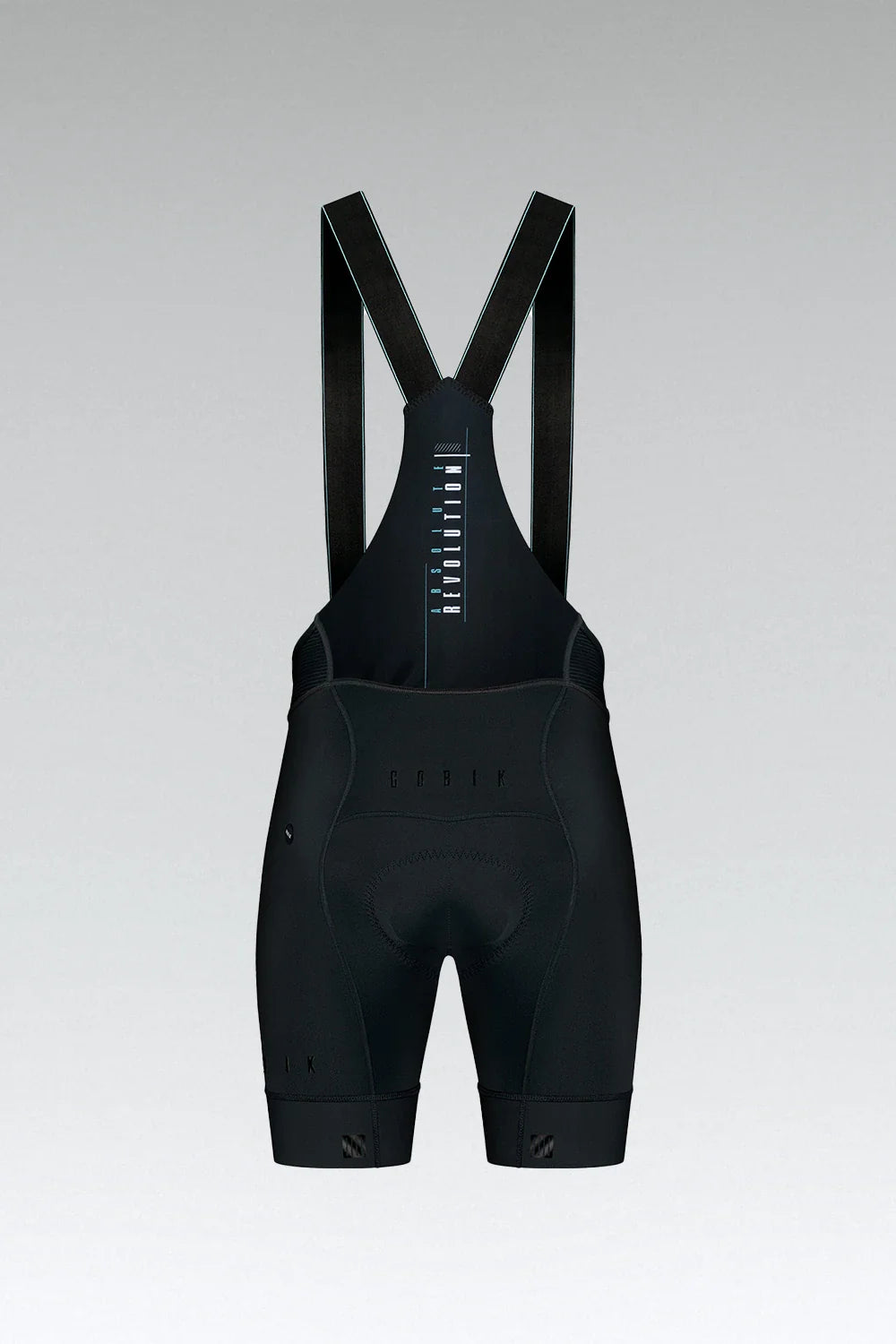 Gobik Revolution 2.0 black cycling bib shorts with suspenders on white background