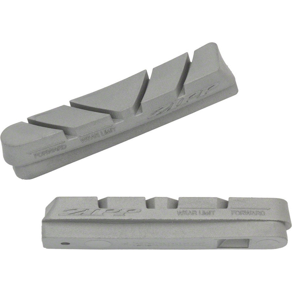 Zipp Platinum Pro Evo gray carbon brake pad inserts shown from two angles