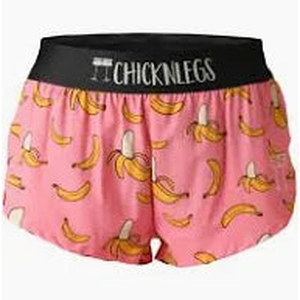 Chicknlegs Women's Pink Bananas 1.5" Split Shorts - S