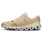 On Cloud X 3 women's running shoe in savannah beige with frost accents