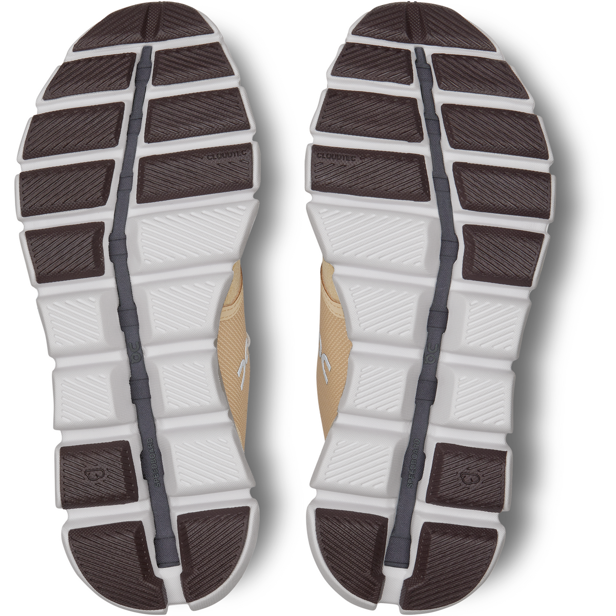 Bottom view of On Cloud X 3 running shoes showing segmented sole pattern