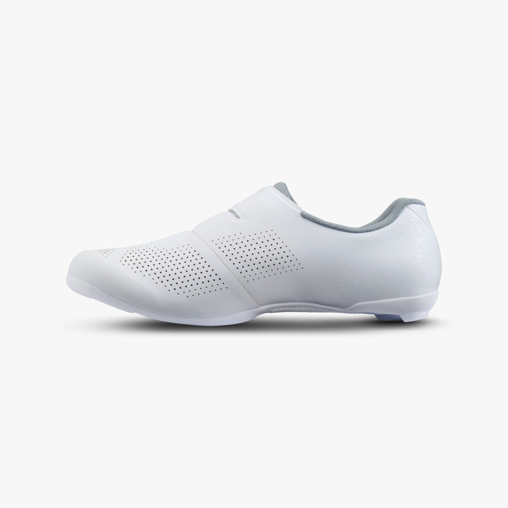 Shimano SH-RC302 white road cycling shoe with perforated upper and velcro strap