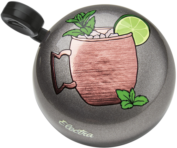 Electra bicycle bell in gray with copper Moscow mule mug design and mint garnish