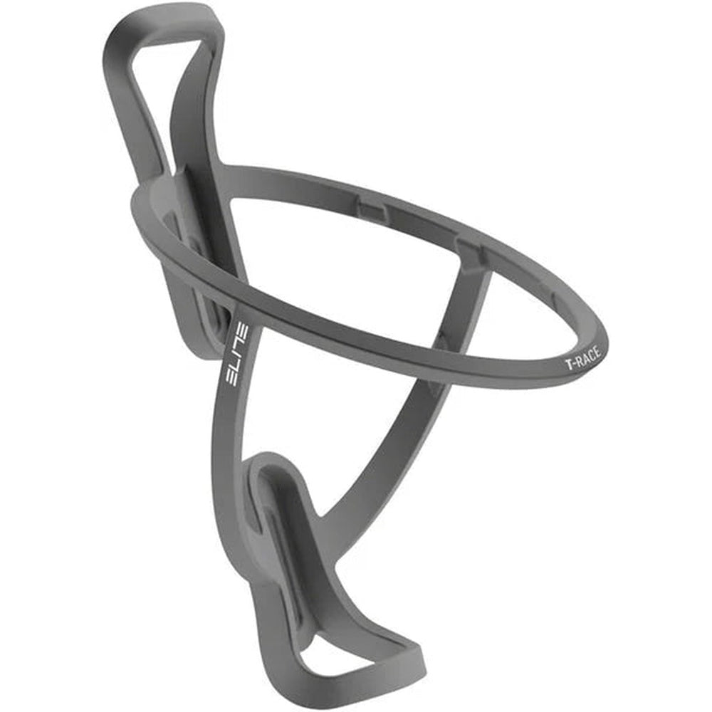 Elite T-Race bicycle water bottle cage in matte gray on white background