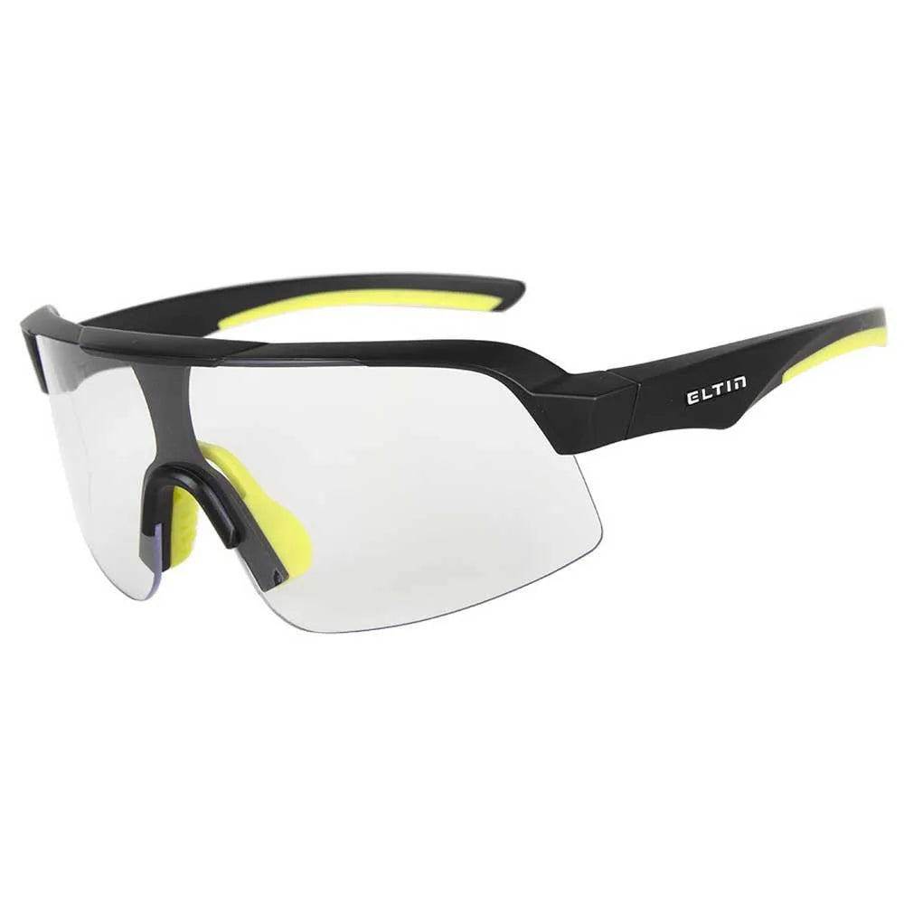 Eltin Fast Forest photochromatic sports sunglasses in matt black with yellow details
