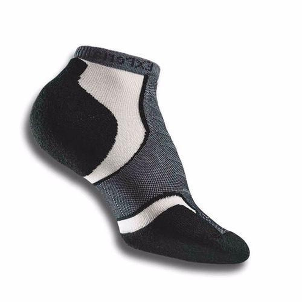 Experia Micro Mini running sock in charcoal black and white with mesh detailing