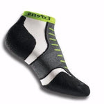 Experia Micro Mini running sock in black, white, and lime green accents