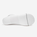 Thorlos Experia XSpeed white sock bottom sole view showing cushioning and toe seam detail