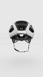 Kask Elemento cycling helmet in white and silver colorway, rear view