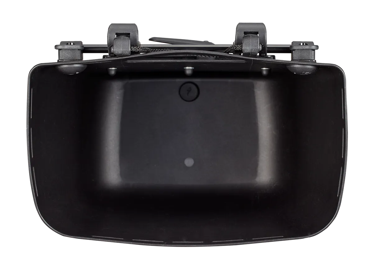 Specialized CoolCave black basket top-down view showing interior and mounting clamps