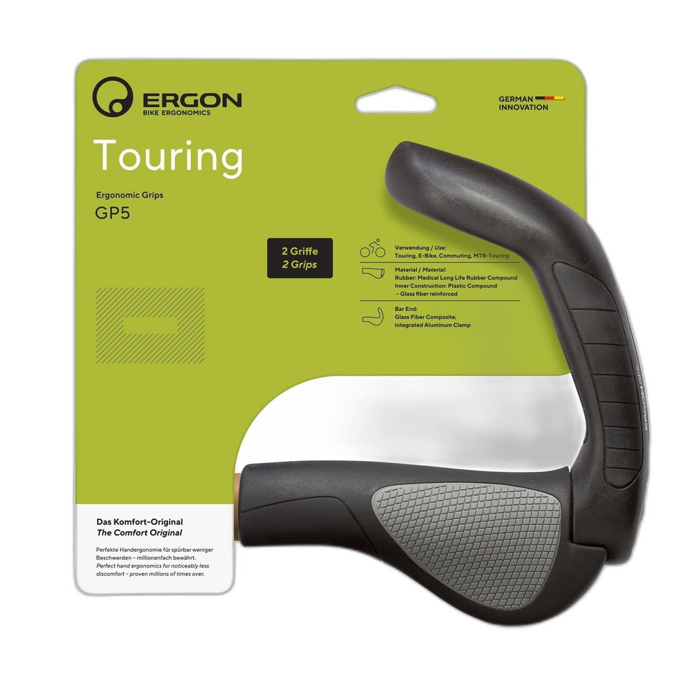 Ergon GP5 Grips - Black/Gray, Lock-On, Large