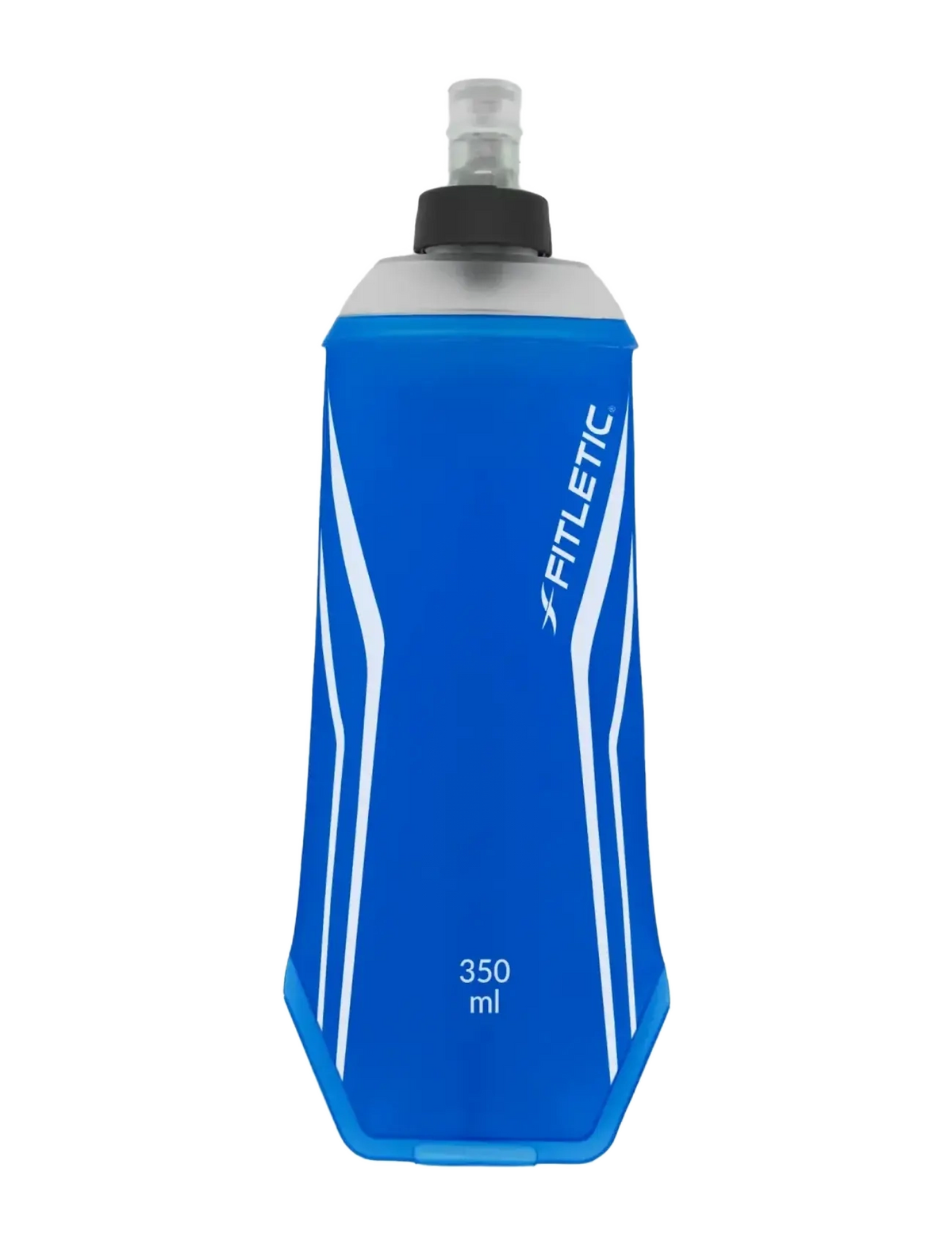 Fitletic Flow Max blue soft flask 350ml shown on clean white background, front view