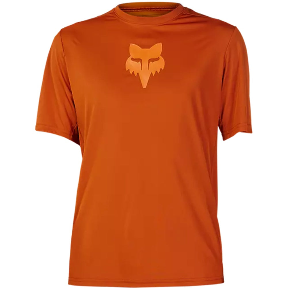 Fox Racing men's short sleeve mountain bike jersey in burnt orange with fox head logo