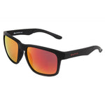 Eltin Grant sunglasses with matte black frame and red mirrored lenses on white background