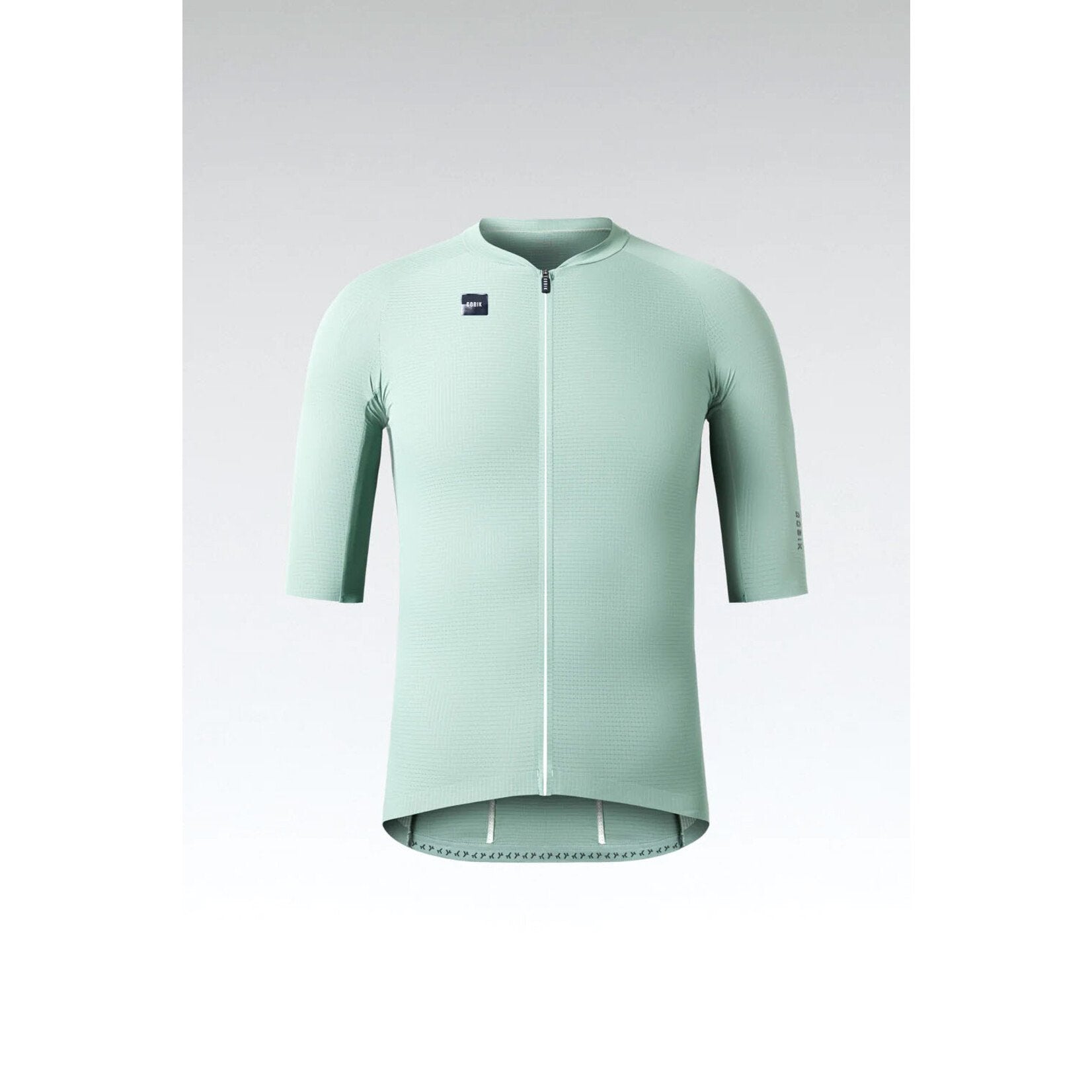 Gobik Phantom Jersey in sage green with full zip and crew neck collar