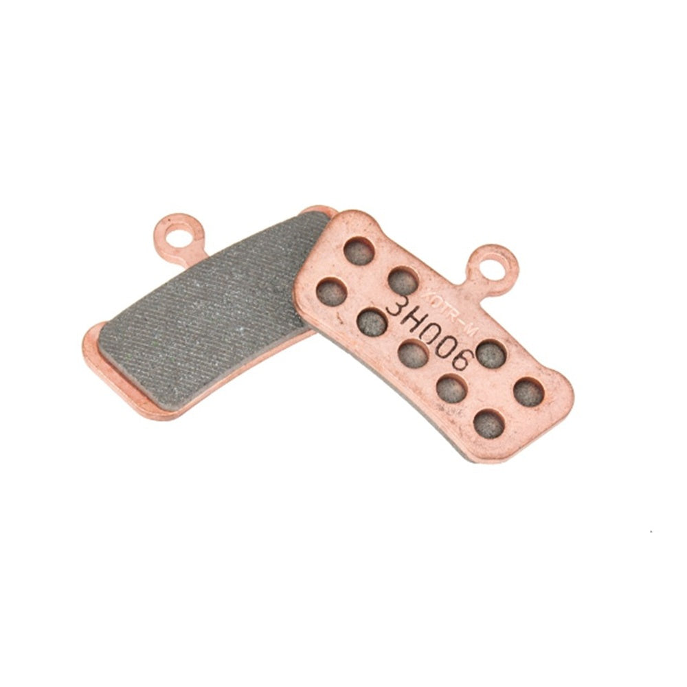SRAM disc brake pads with sintered copper backing plate and gray friction material